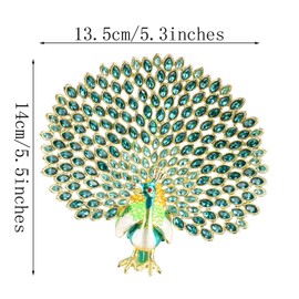 Xinkulas Peacock Jewelry Trinket Box Figurine Enamel Hinged Hand Painted Keepsake Decoration (Green)