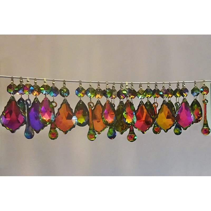 25 Vitrail Chandelier Drops AB Gothic Rainbow Silver Backed Chandelier