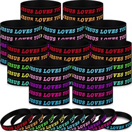 Zubebe 100 Pcs Jesus Loves You Silicone Wristbands Rubber Bracelets Colorful Jesus Loves You Bracelet Christian Rubber Wristbands Inspirational for Teens Adult Women Men Party Novelty(Multicolor)
