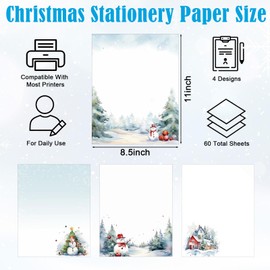 Christmas Stationery Paper 8.5x11’’ Letterhead Decorative Gift Paper Printer Winter Writing Computer Paper for Notes Greeting Cards Letter Office Use Invitations(Winter Wonderland)