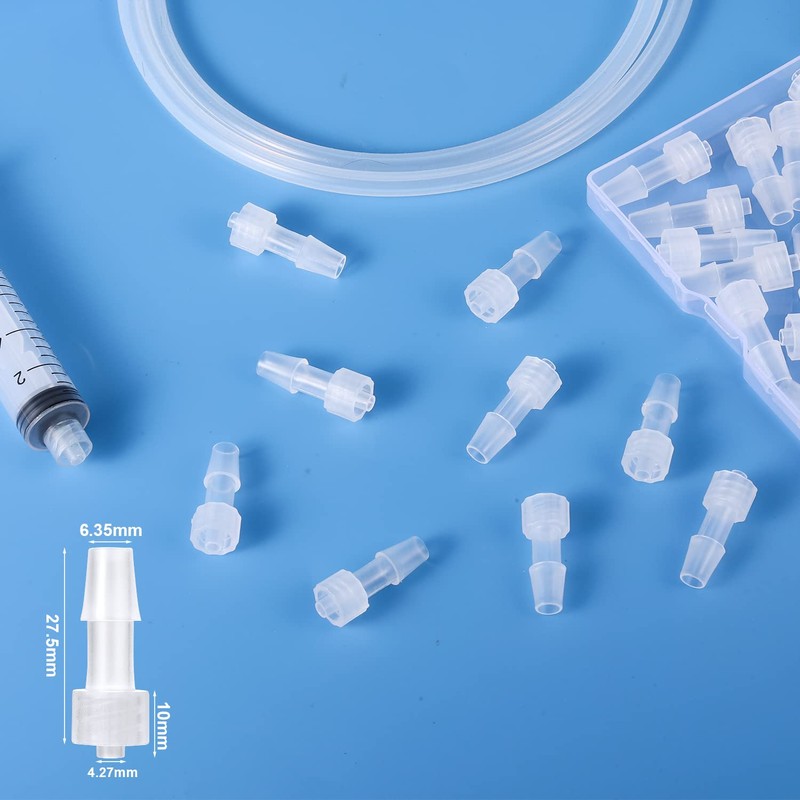 30pcs Syringe Adapter, Clear Male Luer Lock 1/4" Luer Lock