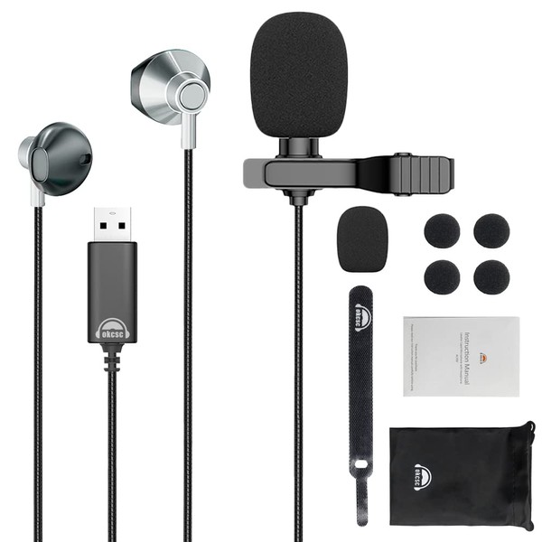 okcsc AC300 USB Headphones for Laptop with Omnidirectional Lavalier Lapel
