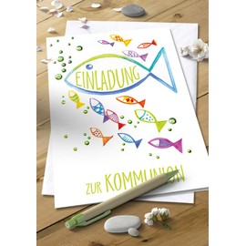 Communion Invitation Cards (Set of 5) Communion Card Invitation Card in Foil Card with Text Inside DIN A6 Card with Motif Folding Card and Envelopes