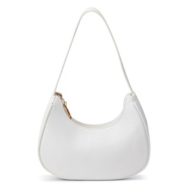 Shoulder Bags for Women Mini Clutch Purse with Zipper Closure,Classic Cute Hobo Tote Handbag (White)