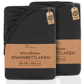 NatureMark 2 Pack Microfibre Fitted Sheet, Double Pack in Many Sizes and Colours Brand Quality Oeko-Tex Standard 100