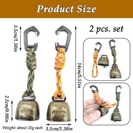 CHENNAN Pack of 2 Anti Bear Bells, Bear Bells Hiking, Metal Vintage Mini Cowbell Bells Decorations, Versatile, Compact and Portable for Outdoor Hiking, Backpack Pendant, Animal Neck Ba (A1)