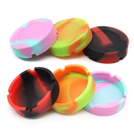 LEKAI Multiuse 3PCS Silicone Round Ashtray High Temperature Resistant Unbreakable Colorful Ashtray Shatterproof Coaster for Indoor Outdoor