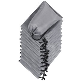 Drawstring Bag - Nylon Cinch and Ditty Stuff Pouch with Toggle (7 x 9-12 pack, Grey)