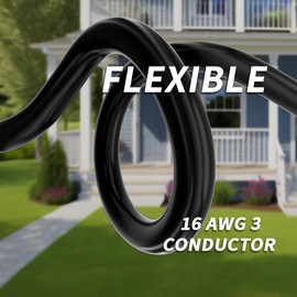 PlugSaf 16/3 Gauge Black Outdoor Extension Cord 50 ft Waterproof with Lighted Indicator, Cold Weatherproof -40°C, Flexible 3 Prong Extension Cord Outside,13A 1625W 16AWG SJTW, ETL Listed