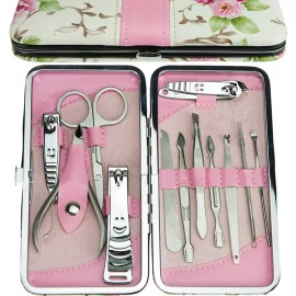 Unbranded 12Pcs Pedicure Manicure Set Nail Cuticle Clippers Cleaner Grooming Kit Tool Case