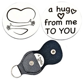 RFTWXHPN A Hug from Me to You Gifts Pocket Hug Token for Granddaughter Dad Christmas Birthday Gift Pocket Hugs for Wife Friends Grandma Hug Tokens Keepsake with PU Leather Key Chain