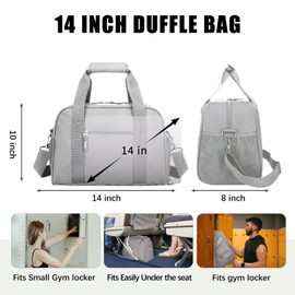 SeaRock 14 inch Small Gym Bag for Women & Men - Mini Duffle Bag for Travel, Sports, Workout, Weekender & Overnight with Shoe Compartment Gray
