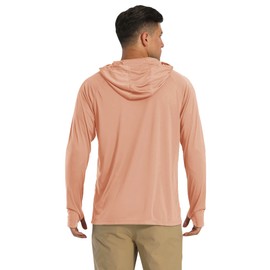 Uv Shirts for Men Long Sleeve Swimming Shirts Athletic Shirts Running Shirts Workout Shirts Sun Shirts Hiking Shirts for Men with Hood Apricot