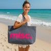 MASSIOSTAN Large Canvas Tote Bag, Reusable shopping bag (Grey/Neon Pink)
