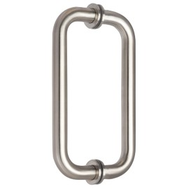 Top Hardware One Pair of Stainless Steel 304 Grade Tubular Round Back to Back Shower Door Pull Handle 3/4" Diameter SSTB203S (8-Inch, Round, Brush Satin Finish SSTB203S)