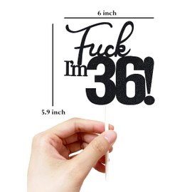 36 decoraciones para tartas, 36 decoraciones para tartas de cumpleaños, purpurina negra, divertida decoración para tartas de 36 años para hombres, 36 decoraciones para tartas para mujeres, decoraciones de 36 cumpleaños, decoración para tartas de 36 cumpl