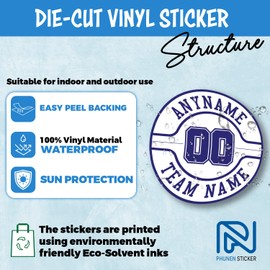 Set 4 PCS - Bat Knob Decal Sticker Custom Name Baseball Sticker Sport Player Name Number Softball BATKNOB026 Waterproof Vinyl Decal for Water Bottles Tumbler Laptop Car Kindle