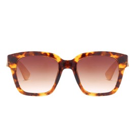Piranha Square Sunglasses for Women with Demi Frame plus Sustainable Bamboo Temples and Gradient Brown Lens