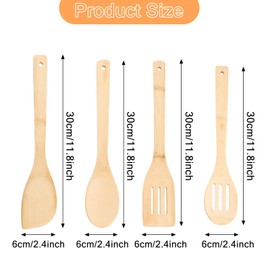 Wooden Bamboo Spoon Set Including Container - Sustainable Kitchen Aid - Cooking Spoon, Spatula, Perforated Trowel, Storage Container