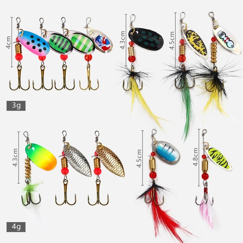KINGFOREST 12pcs Fishing Lures Spinnerbait for Bass Trout Salmon Walleye