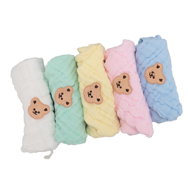 5PCS Cotton Kids Face Towels Good Absorbent Skin Friendly Reusable