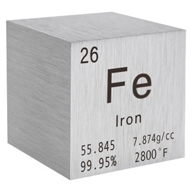 STPCTOU Iron Cube Pure Metal High Density Cube Laser Engraved Cube for Element Collection Lab Material Periodic Table of Elements Collection DIY Teacher Science Creative Gift (Iron, 1 Inch)