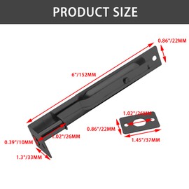 Luomorgo 2 Pcs 6 Inch Flush Bolt, Heavy Duty French Door Lock, Stainless Steel Double Door Latches, Concealed Slide Lock Bolt for Patio Wood Door (Black)