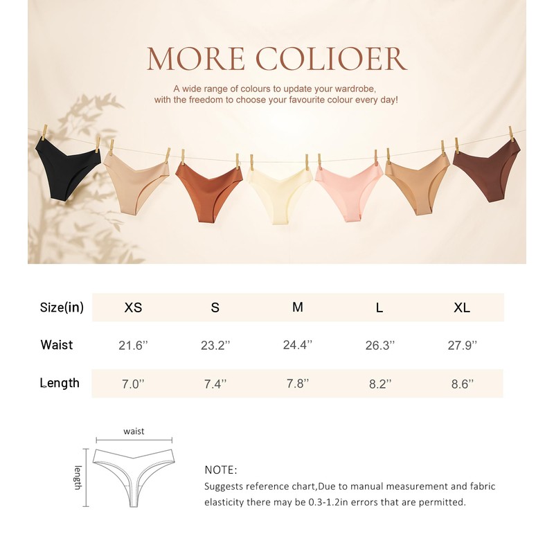 DEANGELMON Women Seamless Bikini Cheeky Underwear Invisible No Show Panties