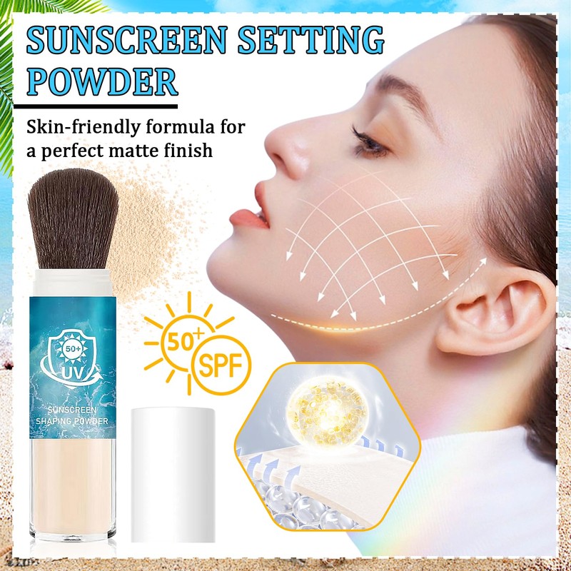 Mineral Face Sunscreen Setting Powder,Lasting Oil Control Lightweight Powder Sunscreen