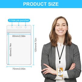 Vicloon ID Card Holder, Pack of 10 Transparent Card Holder, ID Card, ID Holder, Waterproof, Vertical Cut