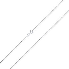 Bling Jewelry Thin Basic Simple 019 Gauge .925 Sterling Silver Box Chain Necklace for Women for Teen Made in Italy 18 Inch