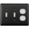 Classic Accents Rounded Black 3 Gang Combo Switch Plate - 2 Toggle Light Switches 1 Duplex Outlet