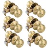 NCSEN 6 Pack Gold Door Knobs,Interior Door Knob with Lock,Coastal