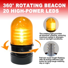 ELLUMIN 6" Strobe Rotating Flashing Light, Amber LED Beacon Light with Magnetic Base for Vehicle Forklift Truck Tractor Golf Carts UTV Car Bus and Club Party Show Bar(Amber, 2 Pack