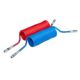 P SEPEY 12FT Short Coiled Air Brake Hoses for Yard Spotters/Mining Equipment, 12CM+12CM Lead