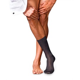 FALKE Men's No. 10 Socks Breathable Cotton High Quality Silky Shine Elegant Reinforced Men's Socks Flat Seam Pressure-free Toe Fine Ribbed Plain Business 1 Pair