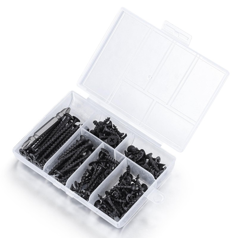 Wensilon #6 Black Fastener Drywall Screws Kit-Phillips with coarse Threaded