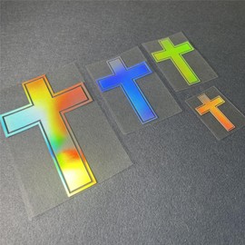 Car Styling Stickers for Jesus Cross Christian Symbol God Christ Tape Auto Tail Window Body Decoration Decal Applique Waterproof 4PCS (Laser)