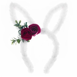 LDDCX Easter Floral Bunny Ears hair hoop Spring Flower hair accessory Rabbit Hairband Wedding Party Birthday Supply.(3-2) (Type A)