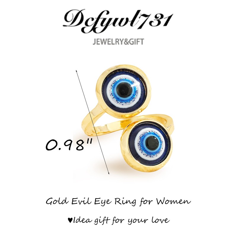Gold Evil Eye Ring for Women Men Mal De Ojo
