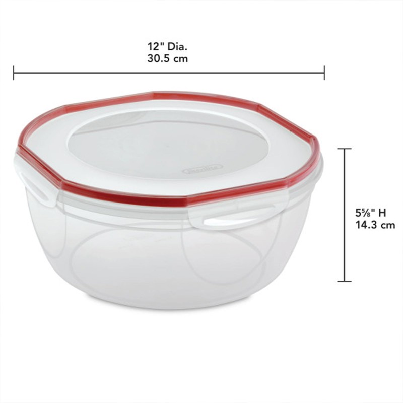 Sterilite Ultra-Seal 8.1 Qt Bowl, Large Airtight Food Storage Container,