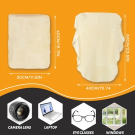 Souruud Pack of 2 Chamois Leather Car Cleaning Cloth, Super Absorbent Car Leather Cloth, Streak Free for Washing & Drying Windows, Glass, Mirrors, Car Leather Genuine Leather - 40 x 30 cm