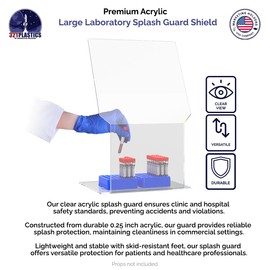 Clear Acrylic Biohazard Shield with Bend Splash Guard Panel Barrier 15"W x 11.25"D x 23"H Freestanding Laboratory Partition with Open Sides by Marketing Holders