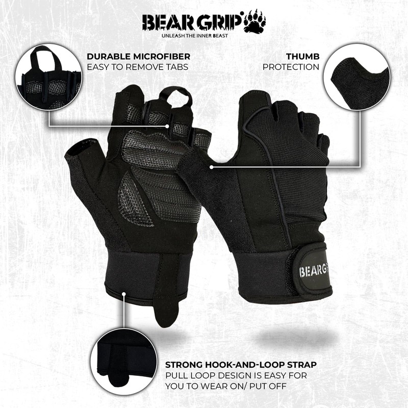 BEAR GRIP - Workout Gloves, Lightweight Breathable edition (Purple, L)