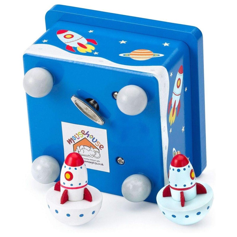 Mousehouse Gifts Rocket Wooden Music Box, Musical Toys, Early Development
