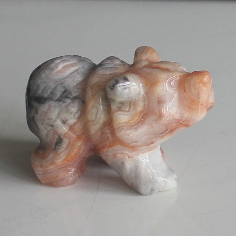 HLbshi Hand Carved Mixed Gemstone Crystal Bear Figurine Animal Carving