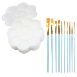 8 Pieces Paint Tray Palettes with Miniature Paint Brush Set, 10 Pieces Detail Paint Brushes Set for Miniature,Arts,Painting