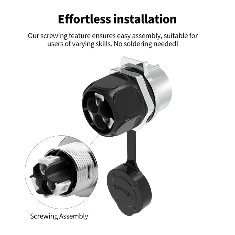 CNLINKO LP-28 3-Pin Waterproof Connector Screw Lock Circular Connector, IP68