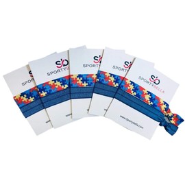 Infinity Collection - Juego de 5 lazos para el pelo para autismo, accesorios para el autismo, joyería para la conciencia del autismo, rompecabezas para el autismo