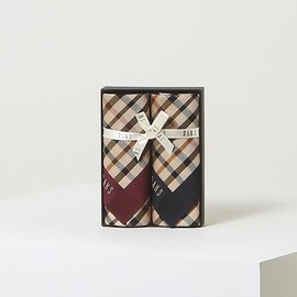 Daks (신세계강남점)DCHA2F001 하우스체크 면 손수건 2종 세트 (Sinsegye Gangnam Store) DCHA2F001 House Check Cotton Handkerchief 2-Piece Set